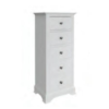 BP Bedroom White - 5 Drawer Narrow Chest