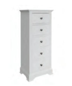 BP Bedroom White - 5 Drawer Narrow Chest