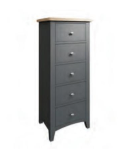 GA Bedroom Grey - 5 Drawer Narrow Chest