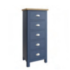 RA Bedroom Blue 5 Drawer Narrow Chest